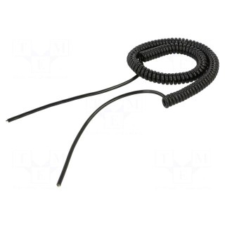 Wire: coiled | 3x0.22mm2 | unshielded | PUR | black | 300V | 0.5m | 2m