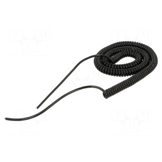 Wire: coiled | 3x0.22mm2 | unshielded | PUR | black | 300V | 0.8m | 3.2m