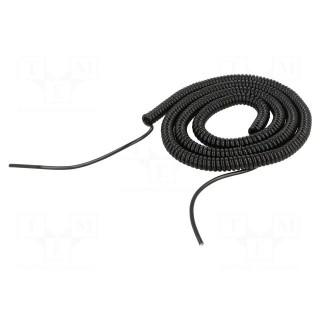 Wire: coiled | 3x0.22mm2 | unshielded | PUR | black | 300V | 1.5m | 6m