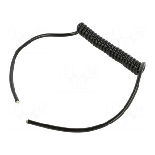 Wire: coiled | 3x0.35mm2 | unshielded | PUR | black | 300V | 0.1m | 0.4m