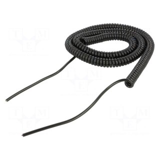 Wire: coiled | 3x0.35mm2 | unshielded | PUR | black | 300V | 1m | 4m