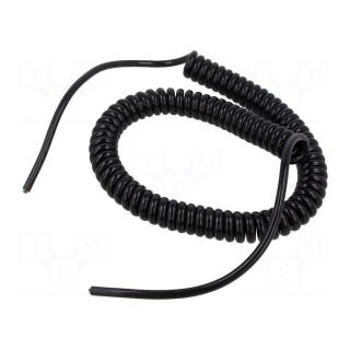 Wire: coiled | 3x0.5mm2 | unshielded | PUR | black | 300V | 0.5m | 2m