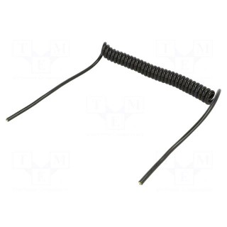 Wire: coiled | 4x0.35mm2 | unshielded | PUR | black | 300V | 0.2m | 0.8m