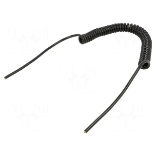 Wire: coiled | 4x0.35mm2 | unshielded | PUR | black | 300V | 0.3m | 1.2m
