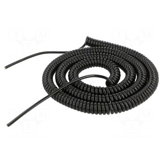 Wire: coiled | 4x0.35mm2 | unshielded | PUR | black | 300V | 1.5m | 6m