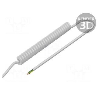 Wire: coiled | 6x0.5mm2 | unshielded | PUR | white | 300V | 0.1m | 0.4m