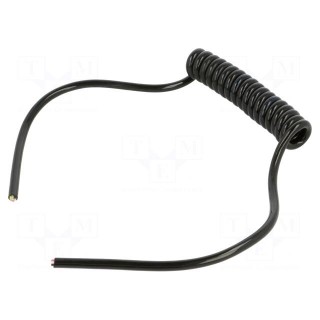Wire: coiled | 6x0.22mm2 | unshielded | PUR | black | 300V | 0.1m | 0.4m