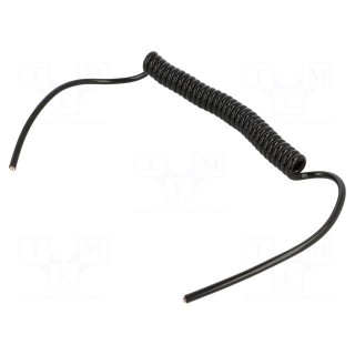 Wire: coiled | 6x0.22mm2 | unshielded | PUR | black | 300V | 0.2m | 0.8m