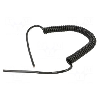 Wire: coiled | 6x0.22mm2 | unshielded | PUR | black | 300V | 0.3m | 1.2m