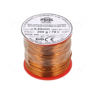Coil wire | double coated enamelled | 0.6mm | 0.2kg | -65÷200°C