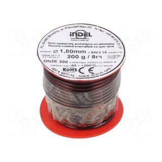Coil wire | double coated enamelled | 1.8mm | 0.2kg | -65÷200°C