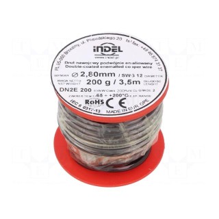 Coil wire | double coated enamelled | 2.8mm | 0.2kg | -65÷200°C