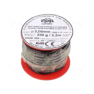 Coil wire | double coated enamelled | 3mm | 0.2kg | -65÷200°C