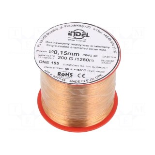 Coil wire | single coated enamelled | 0.15mm | 0.2kg | -65÷155°C