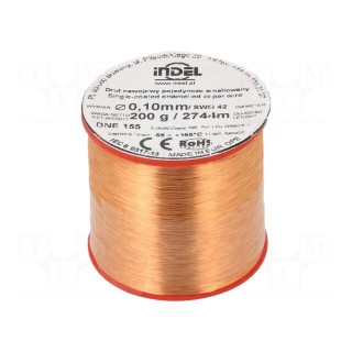 Coil wire | single coated enamelled | 0.1mm | 0.2kg | -65÷155°C