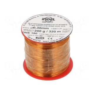 Coil wire | single coated enamelled | 0.3mm | 0.2kg | -65÷180°C