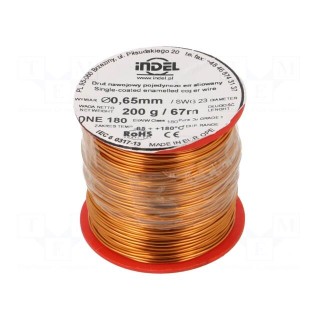 Coil wire | single coated enamelled | 0.65mm | 0.2kg | -65÷180°C