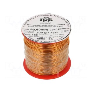 Coil wire | single coated enamelled | 0.6mm | 0.2kg | -65÷180°C