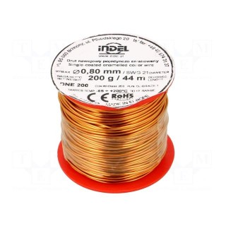 Coil wire | single coated enamelled | 0.8mm | 0.2kg | -65÷200°C