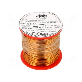 Coil wire | single coated enamelled | 0.9mm | 0.2kg | -65÷200°C