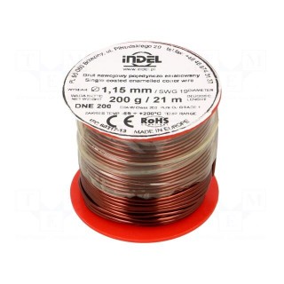 Coil wire | single coated enamelled | 1.15mm | 0.2kg | -65÷200°C