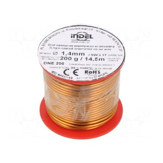 Coil wire | single coated enamelled | 1.4mm | 0.2kg | -65÷200°C