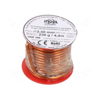 Coil wire | single coated enamelled | 2.5mm | 0.2kg | -65÷200°C