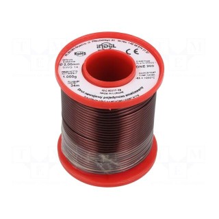 Coil wire | single coated enamelled | 2mm | 1kg | -65÷200°C | Core: Cu