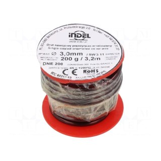 Coil wire | single coated enamelled | 3mm | 0.2kg | -65÷200°C