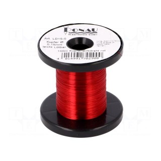 Silver plated copper wires | 0.15mm | 0.029kg | red | 100m