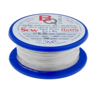 Silver plated copper wires | 0.35mm | 100g | Cu,silver plated | 160m