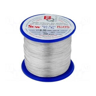 Silver plated copper wires | 0.35mm | 250g | Cu,silver plated | 312m