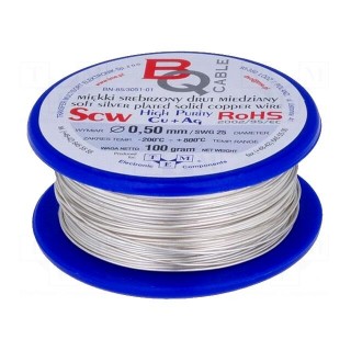 Silver plated copper wires | 0.4mm | 100g | Cu,silver plated | 88m