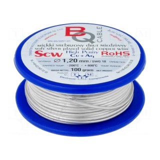 Silver plated copper wires | 1.2mm | 100g | 9.5m | -200÷800°C