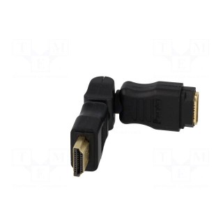 Adapter | HDMI plug,HDMI plug movable 360° | Colour: black
