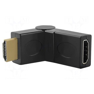 Adapter | HDMI socket movable 360°,HDMI plug | Colour: black