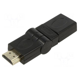 Adapter | HDMI socket,HDMI plug movable ±90° | black