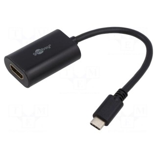 Adapter | HDMI socket,USB C plug | 0.2m | black | black