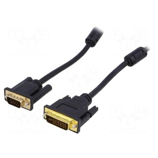 Cable | D-Sub 15pin HD plug,DVI-I (24+5) plug | 1.8m | black