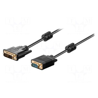 Cable | D-Sub 15pin HD plug,DVI-I (24+5) plug | 2m | Colour: black