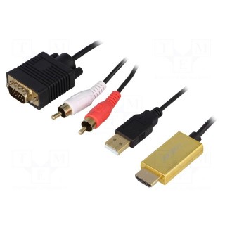 Cable | D-Sub 15pin HD plug,HDMI plug,RCA plug x2,USB A plug