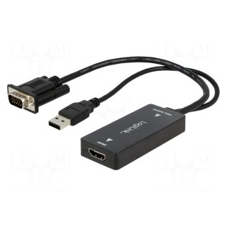 Cable | D-Sub 15pin HD plug,HDMI socket,USB A plug | black
