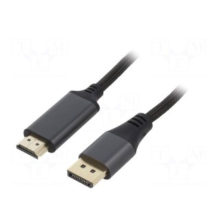 Cable | DisplayPort 1.2 | DisplayPort plug,HDMI plug | textile