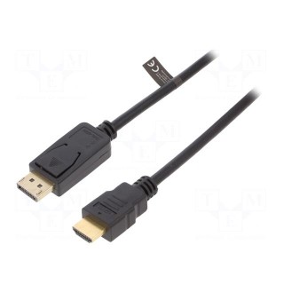 Cable | DisplayPort 1.2 | DisplayPort plug,HDMI plug | 3m | black