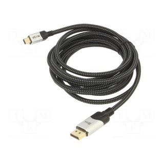 Cable | DisplayPort 1.4,HDCP 2.2 | PVC | textile | 3m | black