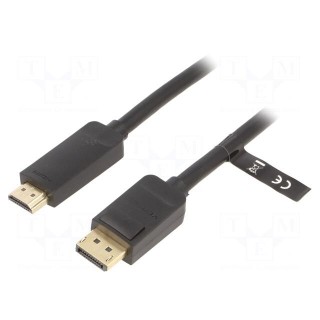 Cable | DisplayPort plug,HDMI plug | Len: 2m | black | 30AWG