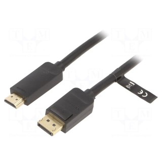 Cable | DisplayPort plug,HDMI plug | Len: 3m | black | 30AWG