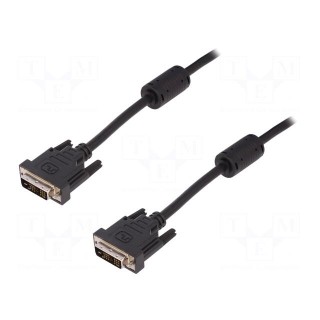 Cable | DVI-D (18+1) plug,both sides | 5m | black | 30AWG | Core: Cu