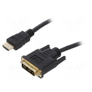Cable | DVI-D (18+1) plug,HDMI plug | PVC | 0.5m | black | 30AWG