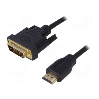 Cable | DVI-D (18+1) plug,HDMI plug | 3m | black